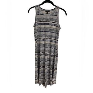 Banana Republic Blue and White Patterned Sleeveless Midi Dress Size XSP Petite